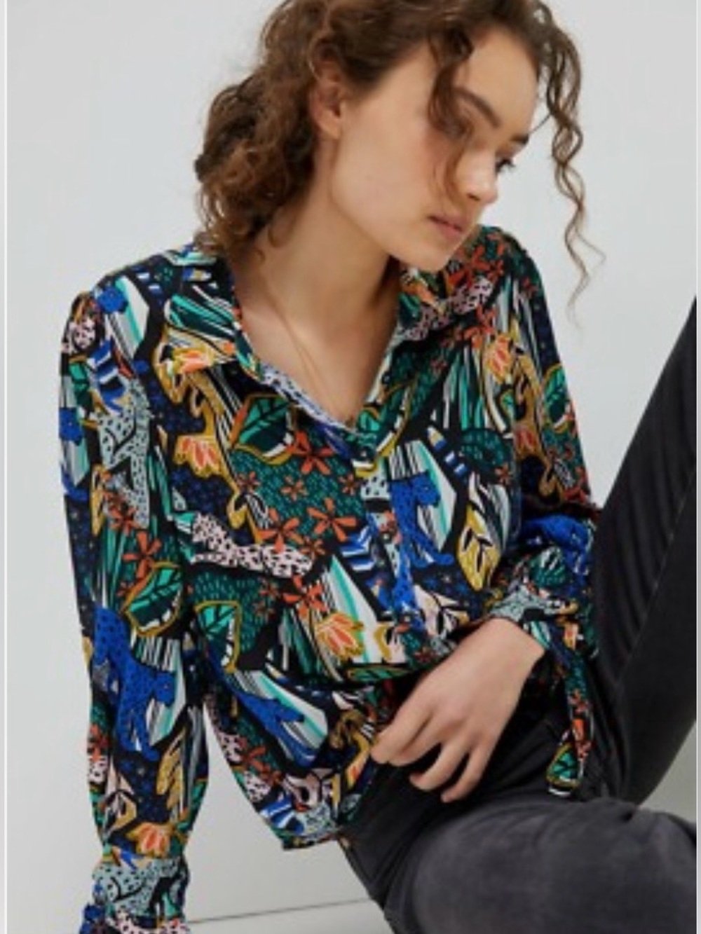 Anthropologie X Margaret Jeane Jungle Daydream Blouse Top Size 10 Modern Career